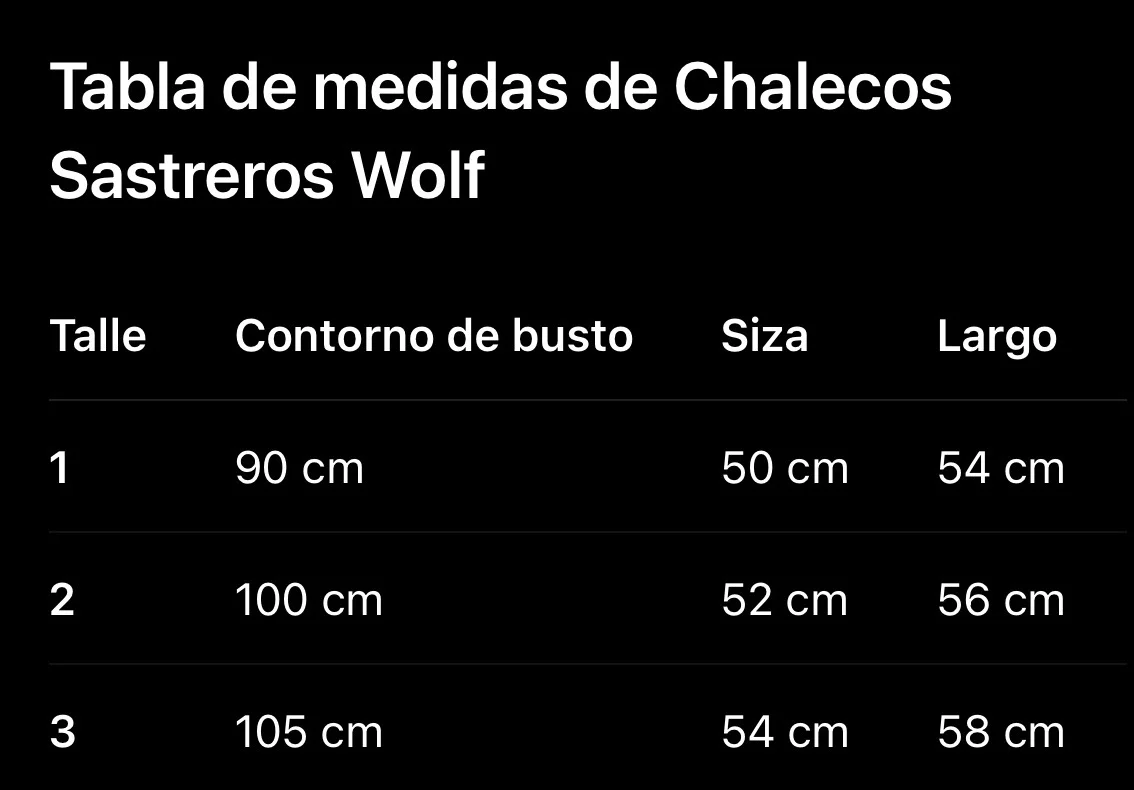 Chalecos sastreros